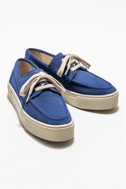 Mavi Deri Kadın Günlük Ayakkabı - Görsel 3