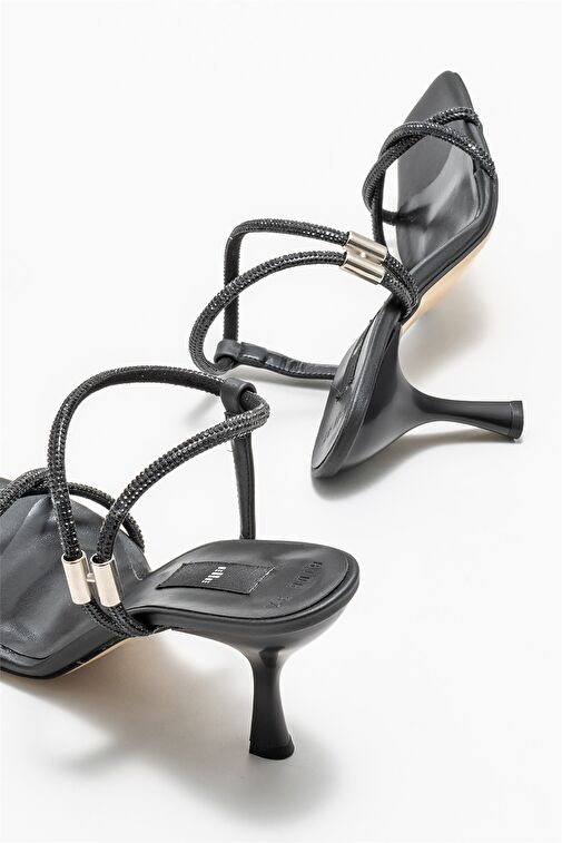 Siyah Kadın Topuklu Sandalet - Görsel 5