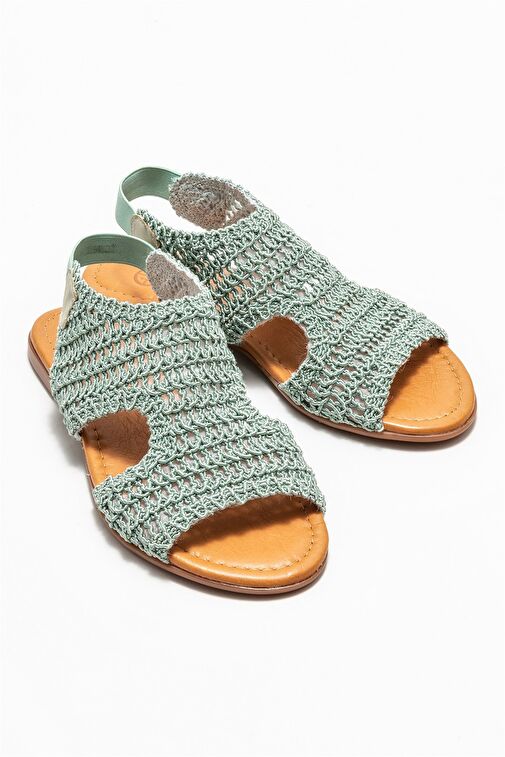 Yeşil Kadın Düz Sandalet - Görsel 3