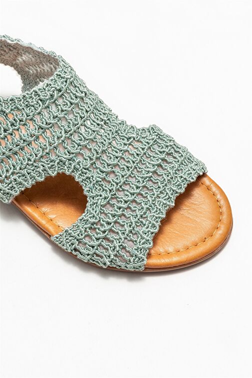 Yeşil Kadın Düz Sandalet - Görsel 4