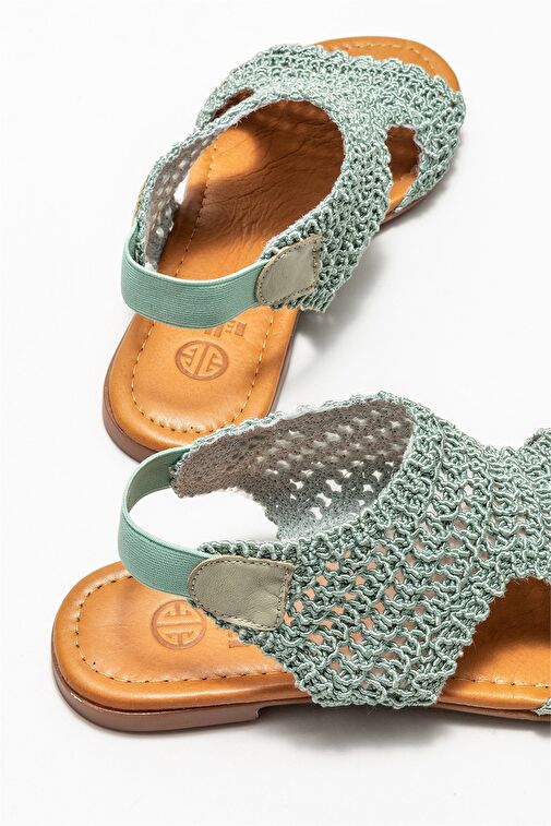Yeşil Kadın Düz Sandalet - Görsel 5
