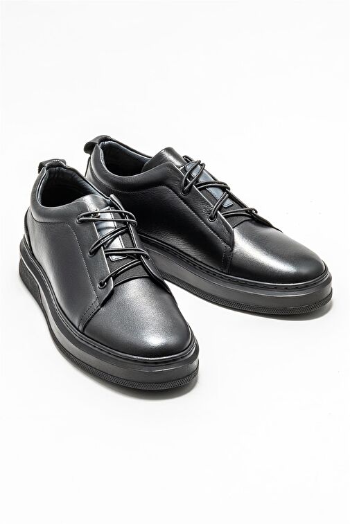 Siyah Deri Erkek Günlük Ayakkabı - Görsel 3
