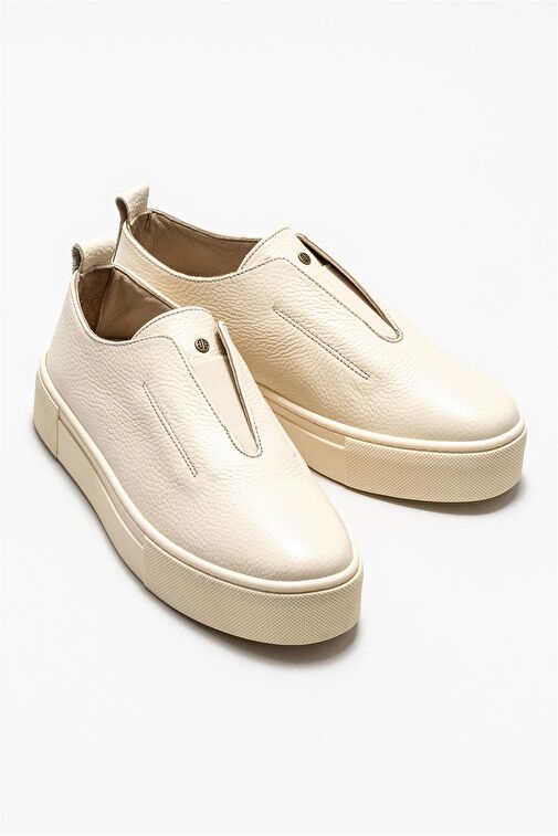 Elle Elle Bej Deri Kadın Günlük Ayakkabı Klasik Ayakkabı | Boyner Bej - 3. görsel