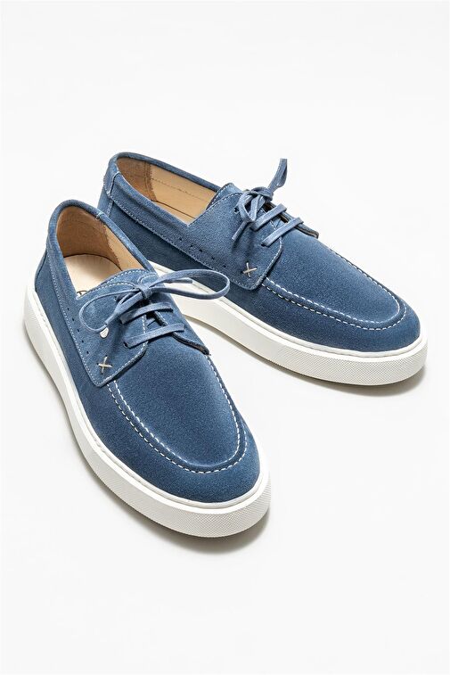 Mavi Deri Erkek Günlük Ayakkabı - Görsel 3