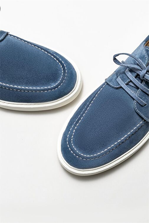 Mavi Deri Erkek Günlük Ayakkabı - Görsel 4