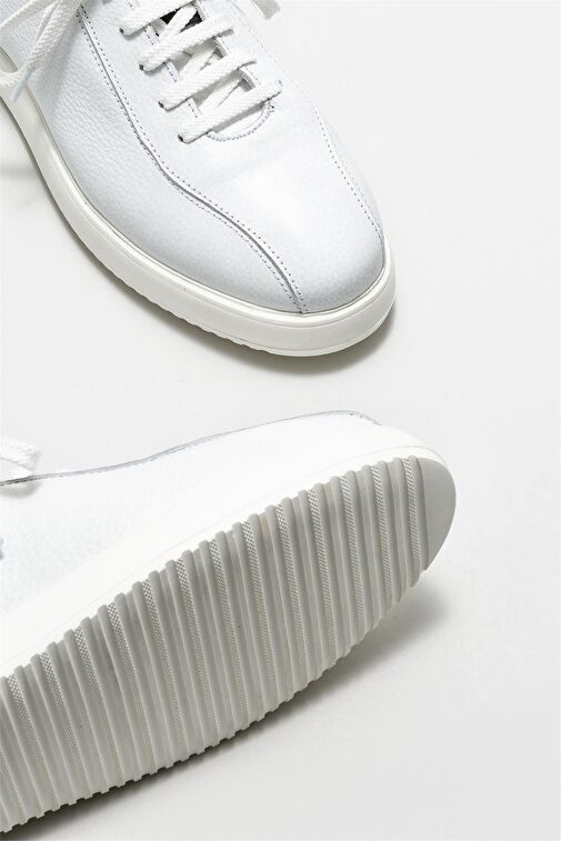 Beyaz Deri Erkek Günlük Ayakkabı - Görsel 4