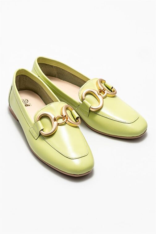 Yeşil Deri Kadın Loafer - Görsel 3