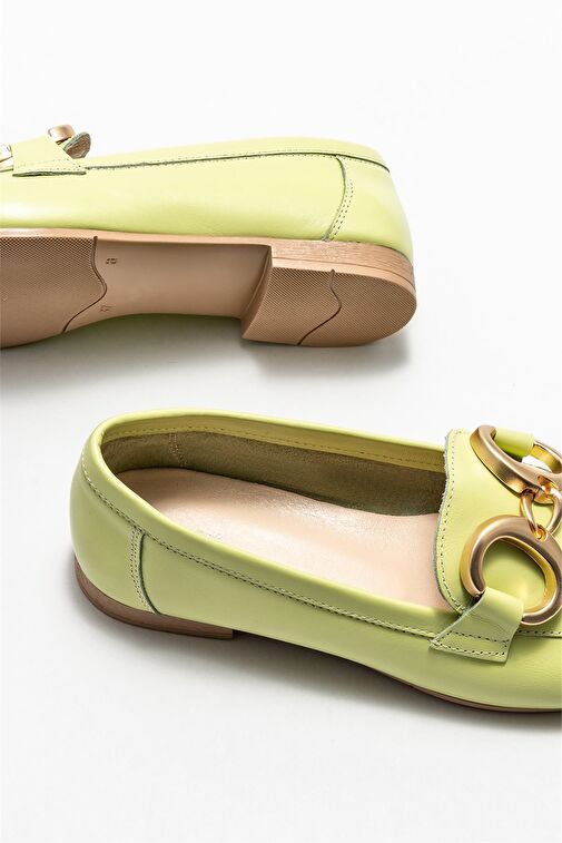 Yeşil Deri Kadın Loafer - Görsel 5