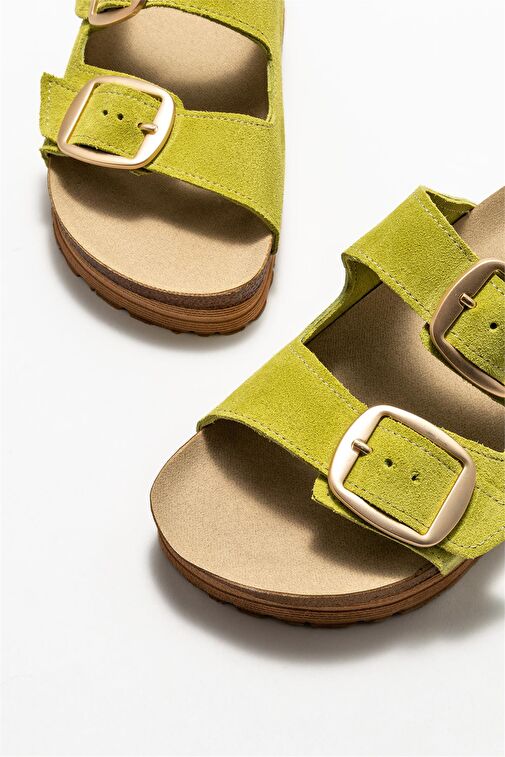 Bej Deri Kadın Terlik - Görsel 4