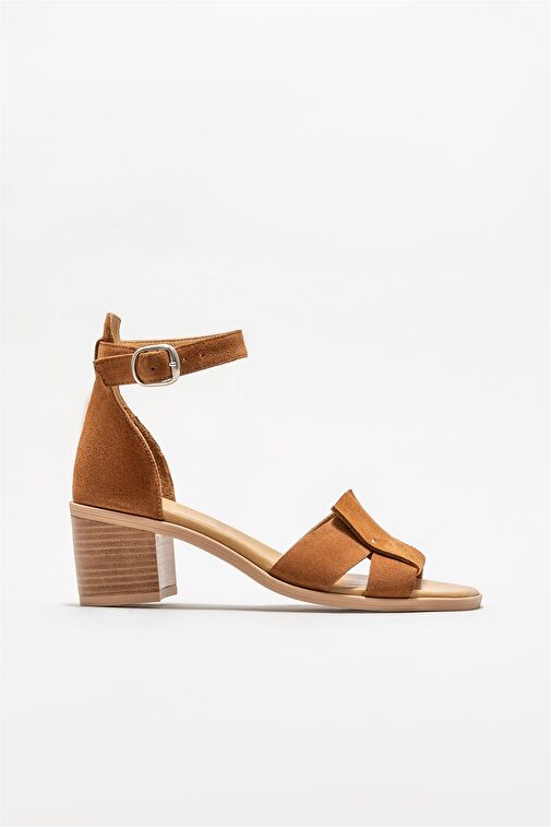 Taba Deri Kadın Topuklu Sandalet - Görsel 2
