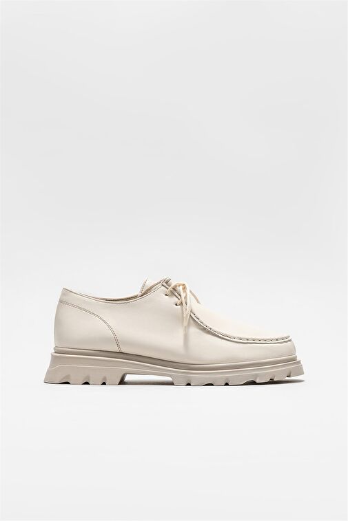 Bej Deri Kadın Günlük Ayakkabı - Görsel 2