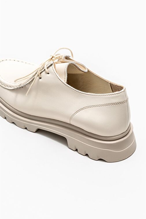 Bej Deri Kadın Günlük Ayakkabı - Görsel 5