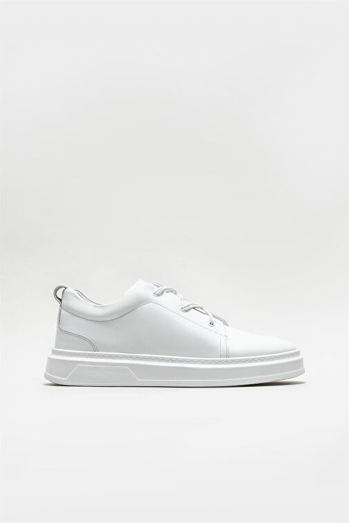 Beyaz Deri Erkek Günlük Ayakkabı - Görsel 2