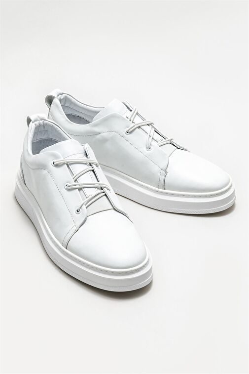 Beyaz Deri Erkek Günlük Ayakkabı - Görsel 3