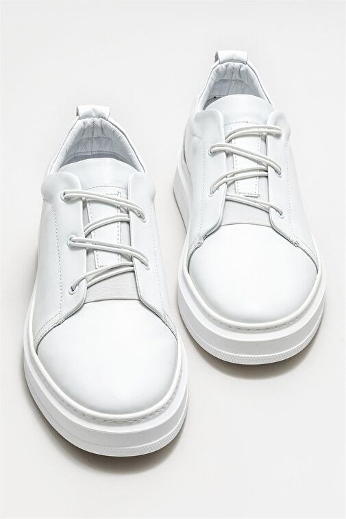 Beyaz Deri Erkek Günlük Ayakkabı - Görsel 4