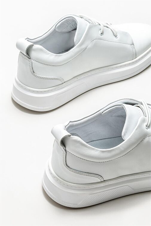 Beyaz Deri Erkek Günlük Ayakkabı - Görsel 5