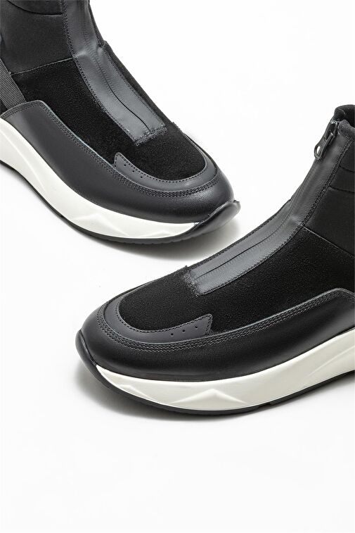 Siyah Deri Erkek Spor Bot - Görsel 4