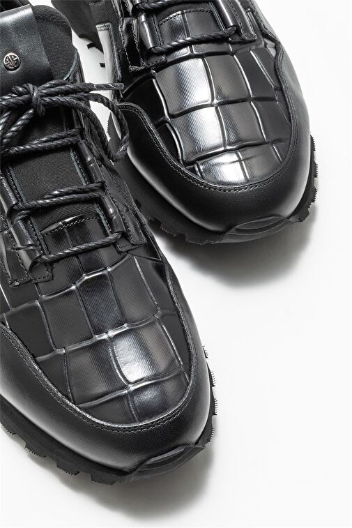 Siyah Deri Erkek Günlük Ayakkabı - Görsel 4