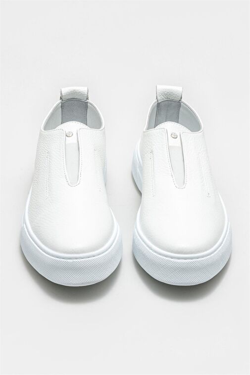 Beyaz Deri Erkek Günlük Ayakkabı - Görsel 4