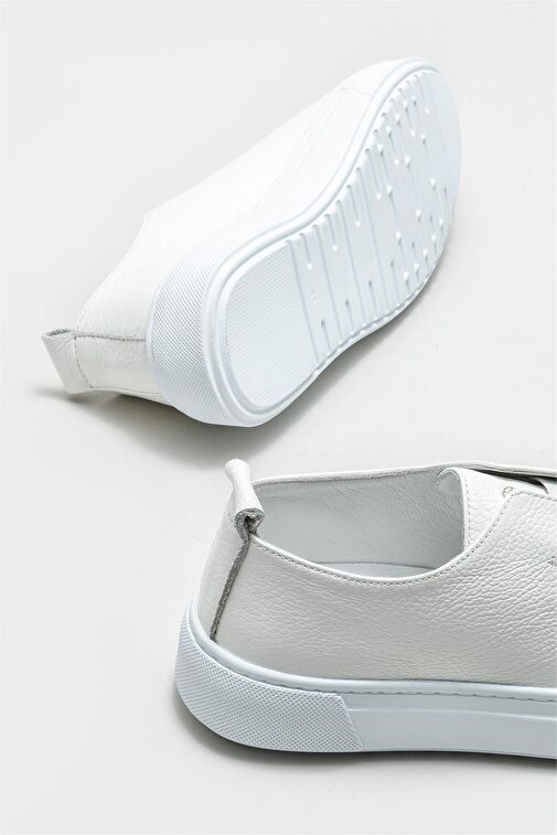 Beyaz Deri Erkek Günlük Ayakkabı - Görsel 5