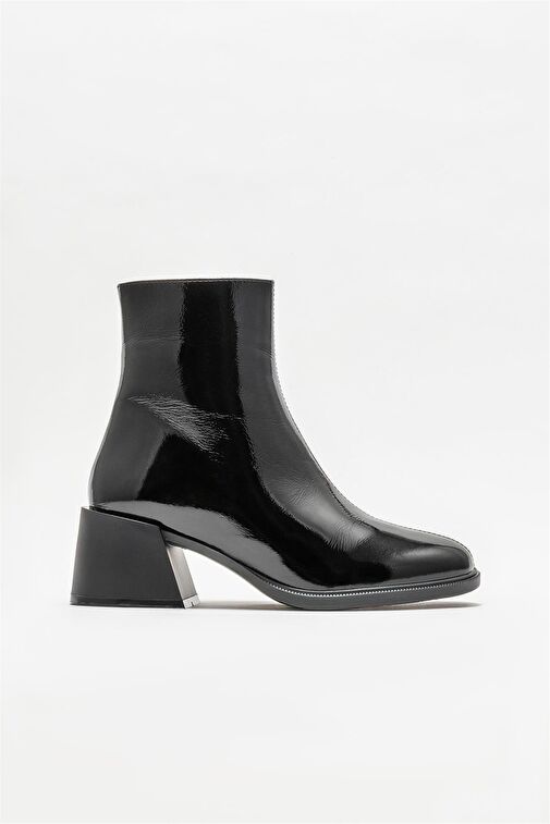 Siyah Deri Kadın Topuklu Bot - Görsel 2