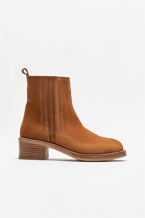 Taba Deri Kadın Topuklu Bot - Görsel 2