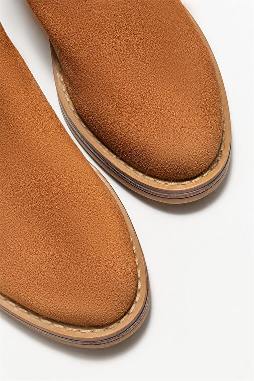 Taba Deri Kadın Topuklu Bot - Görsel 4