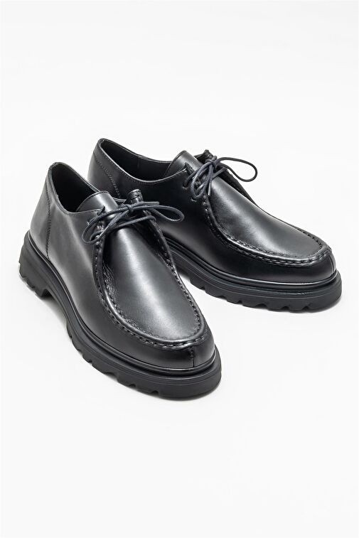 Siyah Deri Kadın Günlük Ayakkabı - Görsel 3