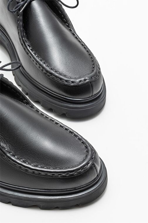 Siyah Deri Kadın Günlük Ayakkabı - Görsel 4