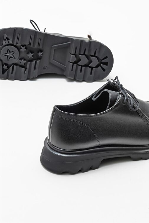 Siyah Deri Kadın Günlük Ayakkabı - Görsel 5