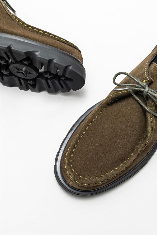 Haki Deri Kadın Günlük Ayakkabı - Görsel 4