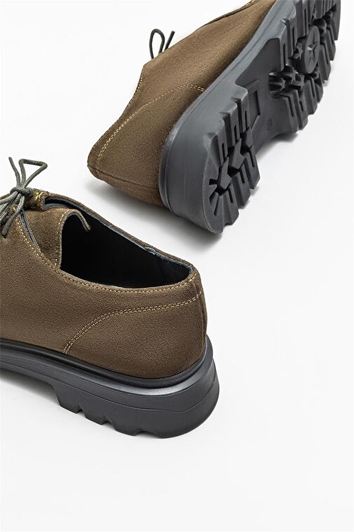 Haki Deri Kadın Günlük Ayakkabı - Görsel 5