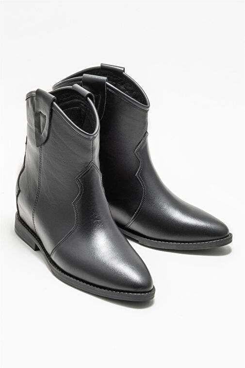 Elle Siyah Kadın Deri Kovboy Çizmesi CARTERIS - Görsel 3