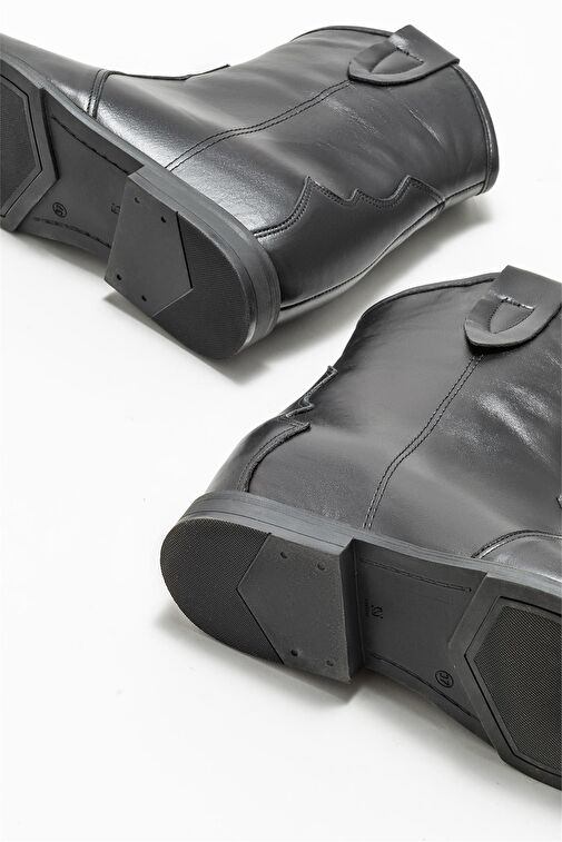 Elle Siyah Kadın Deri Kovboy Çizmesi CARTERIS - Görsel 5