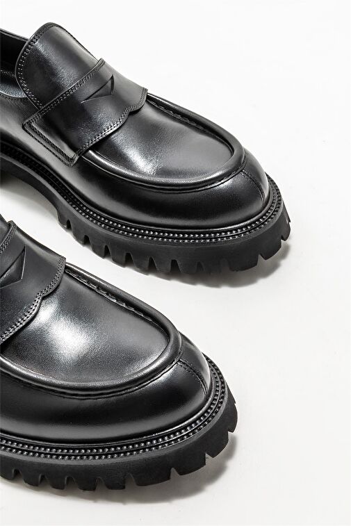 Siyah Deri Erkek Günlük Loafer - Görsel 4