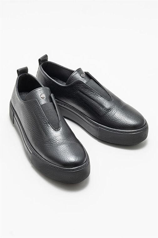 Siyah Deri Kadın Günlük Ayakkabı - Görsel 3