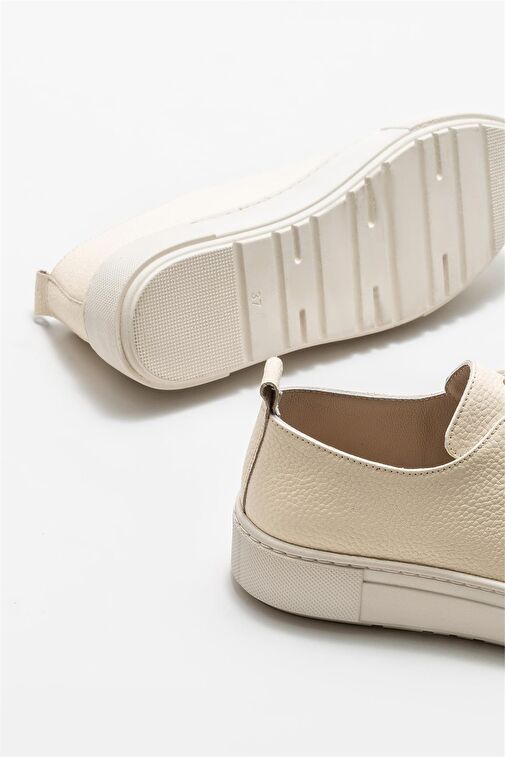 Bej Deri Kadın Günlük Ayakkabı - Görsel 5