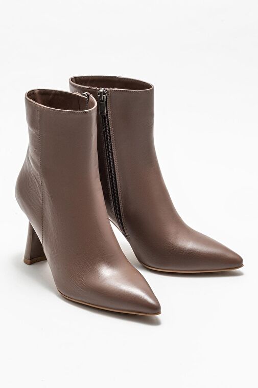 Kahve Deri Kadın Topuklu Bot - Görsel 3