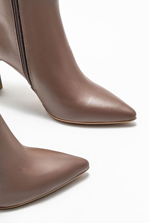 Kahve Deri Kadın Topuklu Bot - Görsel 5