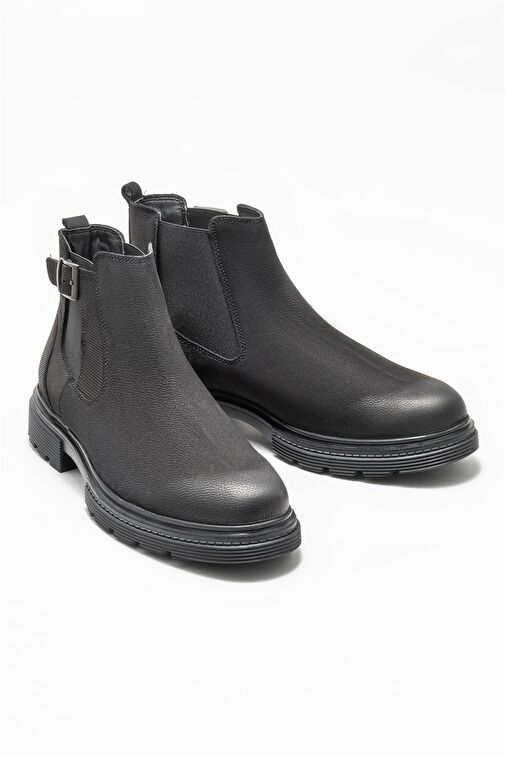 Siyah Deri Erkek Günlük Bot - Görsel 3