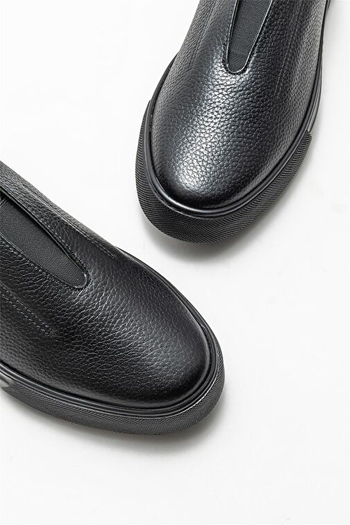 Siyah Deri Erkek Günlük Ayakkabı - Görsel 4