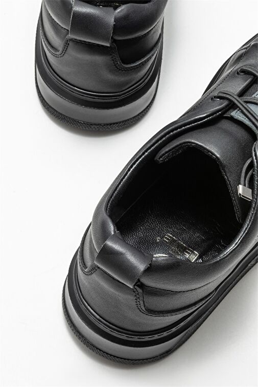 Siyah Deri Erkek Günlük Ayakkabı - Görsel 8