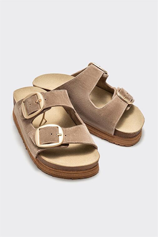 Taba Deri Kadın Terlik - Görsel 2