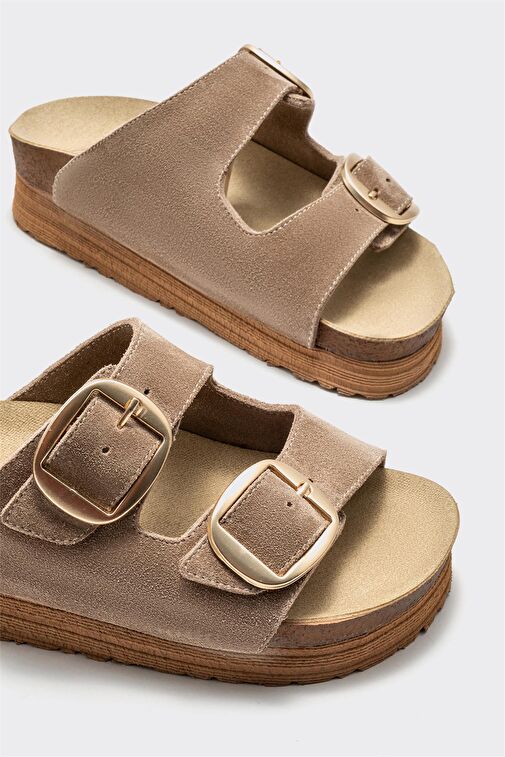 Taba Deri Kadın Terlik - Görsel 4