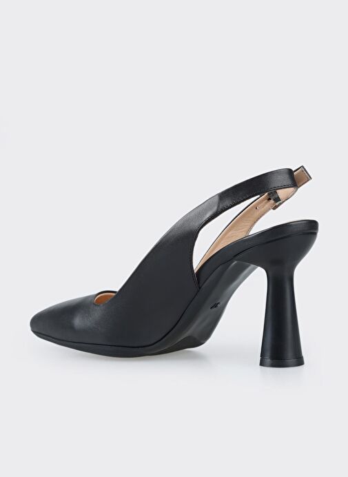 Siyah Deri Kadın Topuklu Ayakkabı - Görsel 4