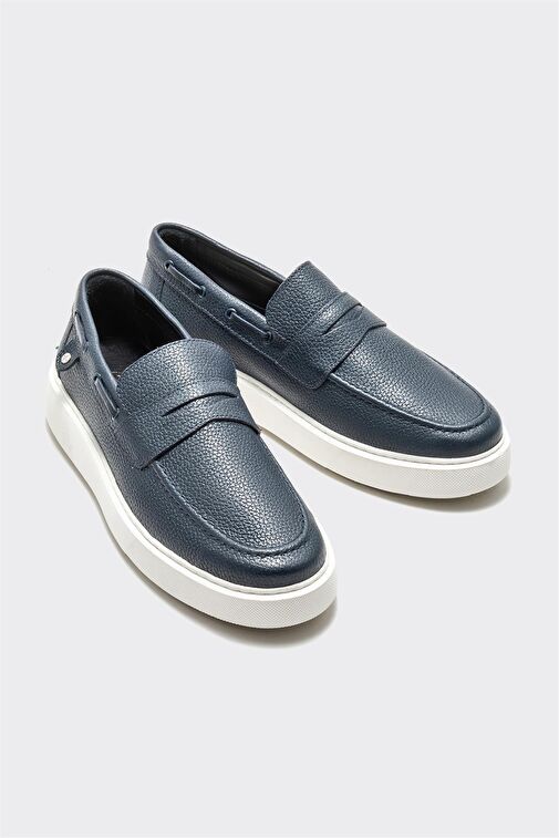 Lacivert Deri Erkek Günlük Loafer - Görsel 3