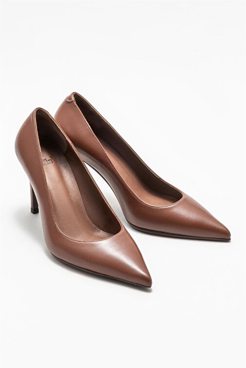 Kahve Deri Kadın Stiletto - Görsel 3