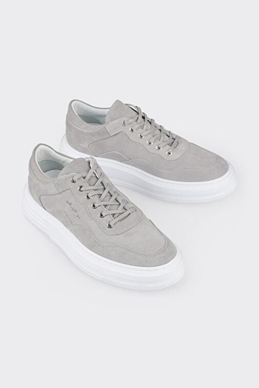 Gri Deri Erkek Spor Ayakkabı - Görsel 3