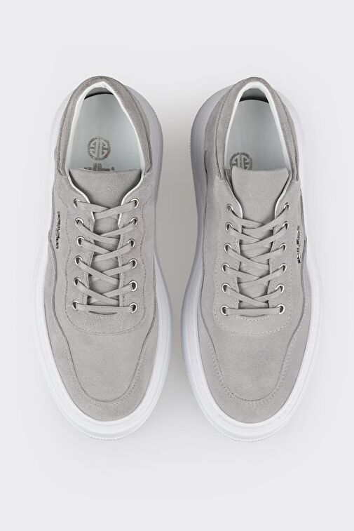 Gri Deri Erkek Spor Ayakkabı - Görsel 5