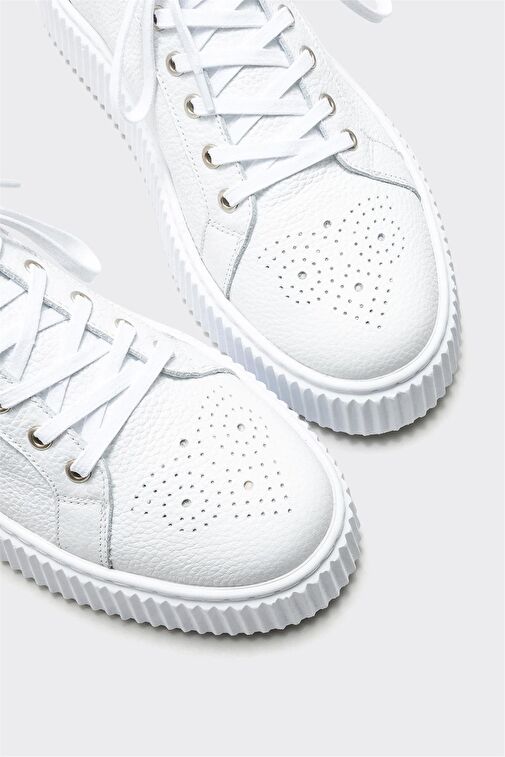 Beyaz Deri Erkek Spor Ayakkabı - Görsel 4